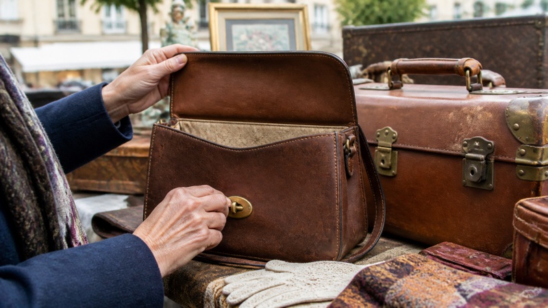 Illustration : Sacs et bagages vintage : reconnaître les matières et repérer les réparations