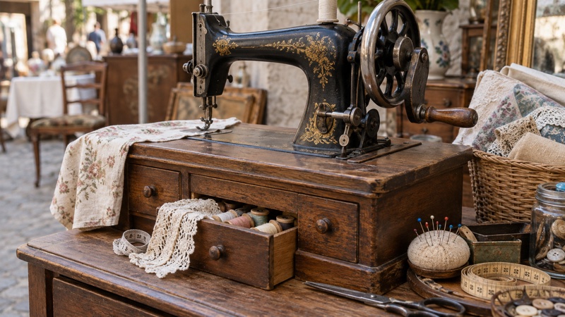 Illustration : Machines à coudre anciennes : comment évaluer un modèle en brocante