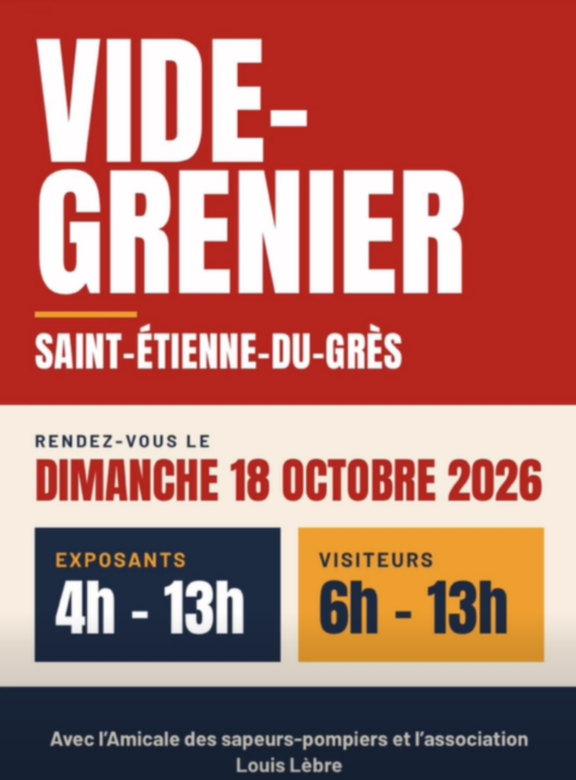 Photo de Vide Grenier Amicale des Pompiers et l'Association Louis Lèbre à St. Etienne du Grès