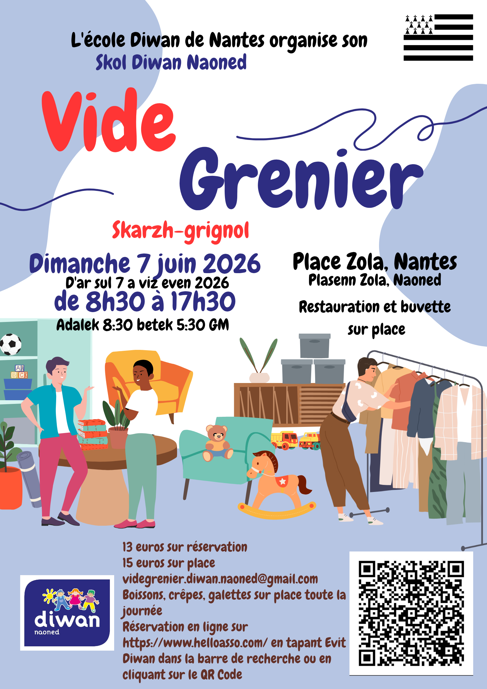 Photo de Vide grenier de l'école Diwan de Nantes, dimanche 7 juin 2026